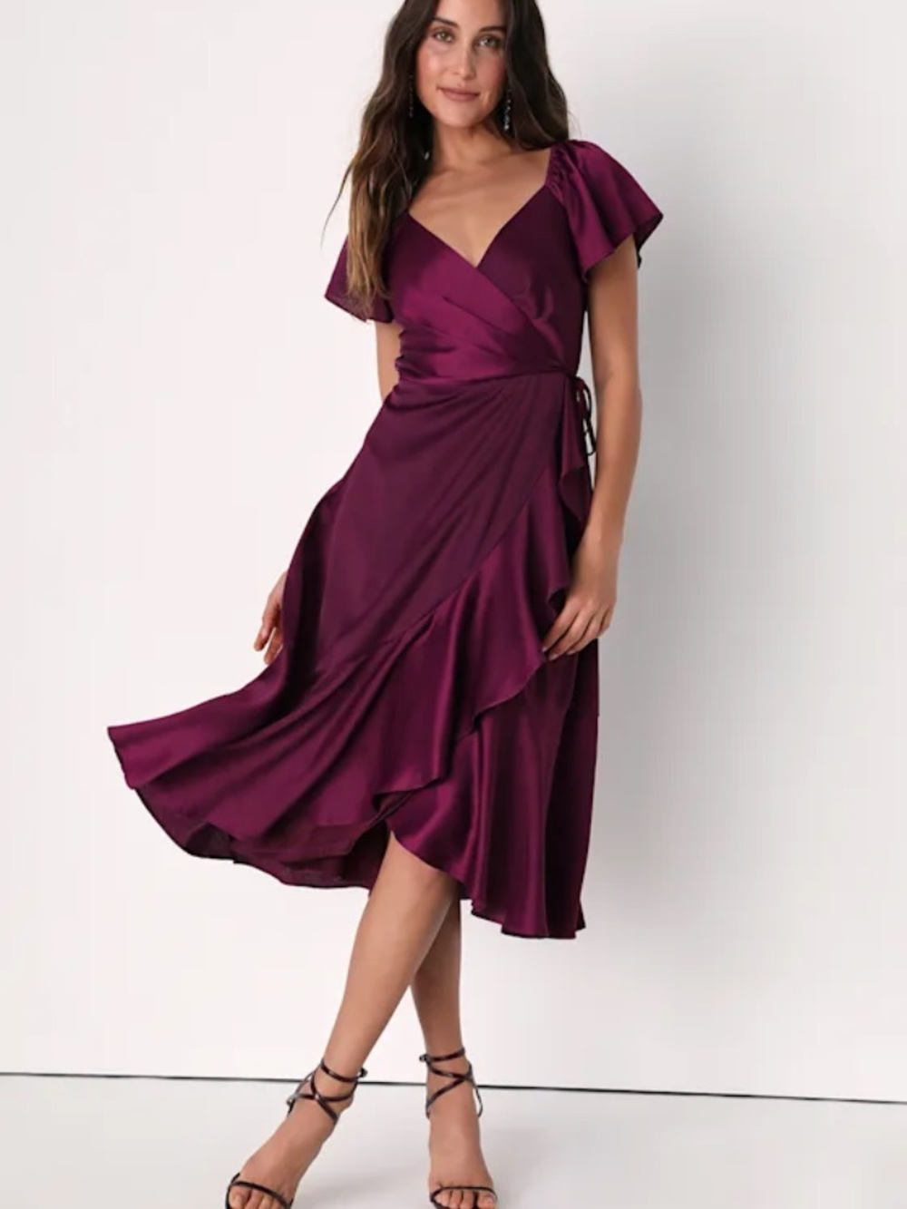 NWT Lulu's Serene Sight Plum Purple Midi Wrap Dress Womens Size XL